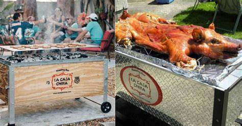 Caja china con pollo asado