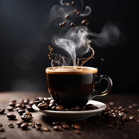 Café recién hecho en una taza humeante