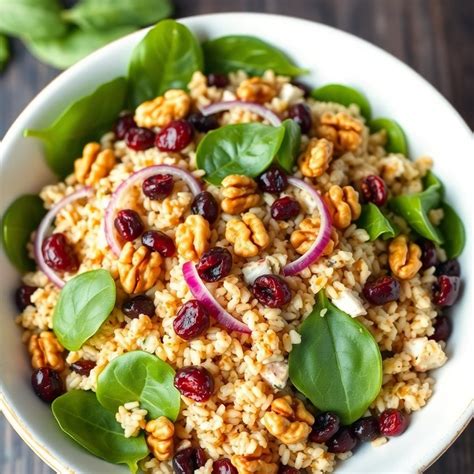Arroz integral con espinacas y nueces