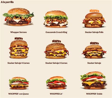Variedad de hamburguesas de Burger King