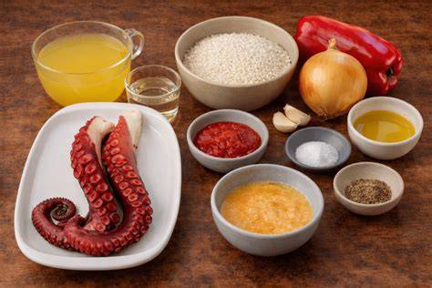 Ingredientes para arroz con pulpo