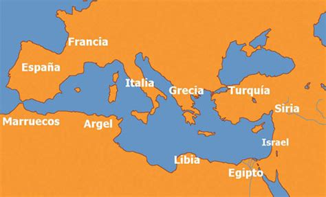 Mapa de la región mediterránea destacando la variedad de ingredientes