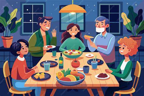 Imagen de una mesa navideña con varios miembros de la familia