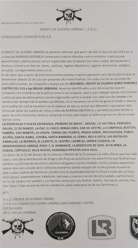Fotografía de un panfleto amenazante del Ejército Secreto Anticomunista