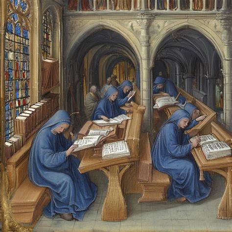 Monjes elaborando obleas en un monasterio medieval