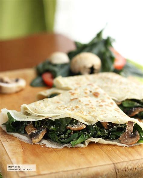 Relleno de espinacas y champiñones para crepes