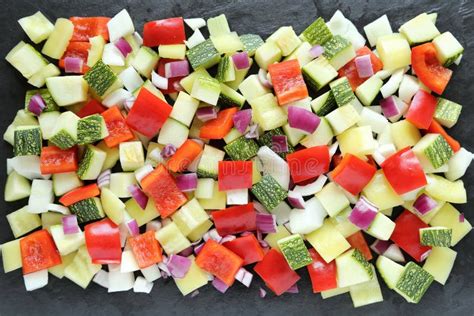 Verduras cortadas en dados