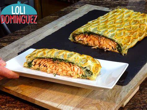 Hojaldre con salmón fresco y espinacas