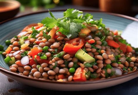 Ingredientes frescos para ensalada de lentejas