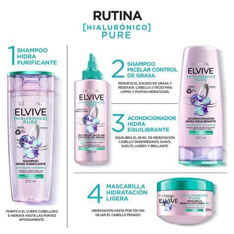Lista de ingredientes del champú Elvive Hyaluron Pure