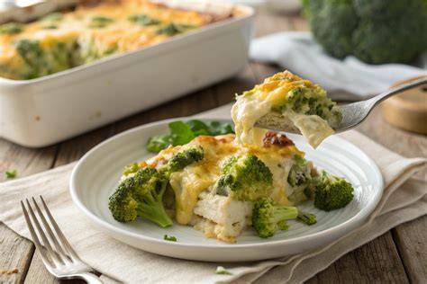 Plato de brócoli gratinado con trozos de manzana