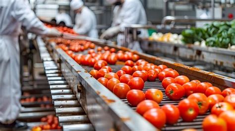 Producción de gazpacho en una fábrica de alimentos