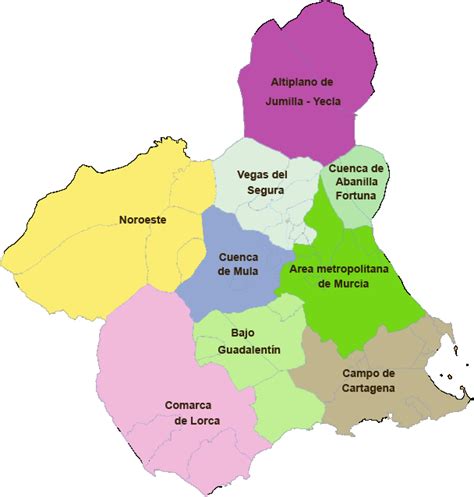 Mapa de la Región de Murcia destacando Alhama de Murcia