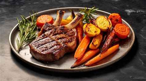 Plato de estofado de chuletas de cordero con zanahorias