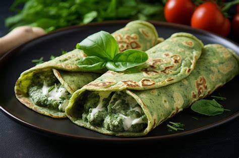 Preparación de masa de crepes con espinacas