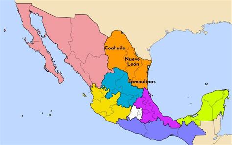 Mapa del noreste de México con énfasis en Nuevo León y Coahuila
