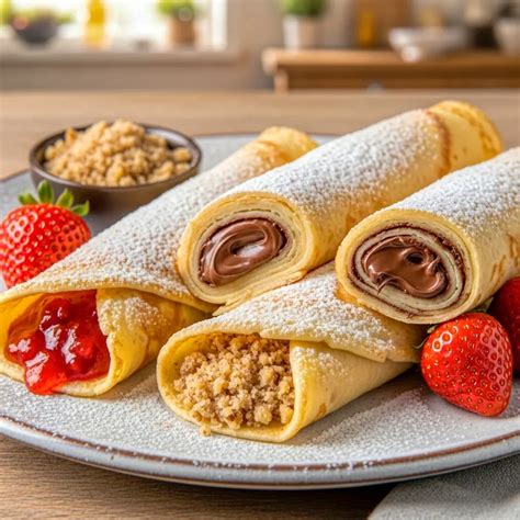 Crepes dulces con relleno de castañas y manzana
