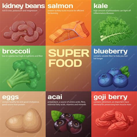 Ilustración de diferentes superalimentos