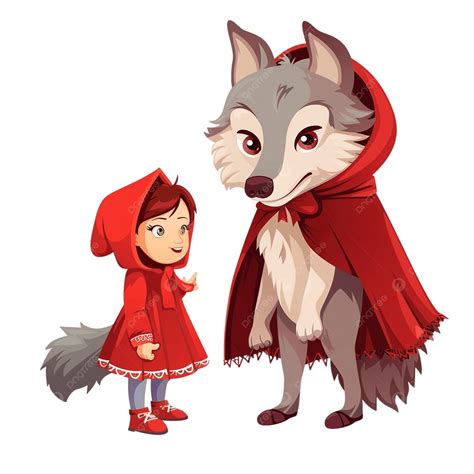 Ilustración clásica de Caperucita Roja y el lobo en el bosque