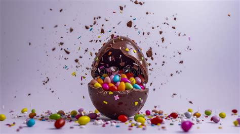 ilustracion de un huevo de chocolate abierto con una sorpresa dentro