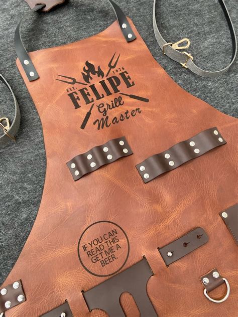 Delantal de cuero personalizado con grabado para barbacoa