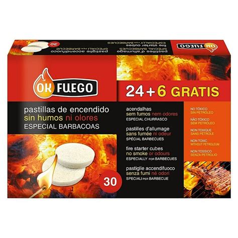 Accesorios para encender barbacoas, incluyendo pastillas y encendedores