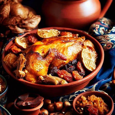 plato de pollo marroquí con especias y frutos secos