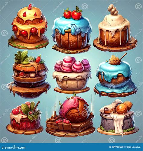 Ilustración de diferentes tartas