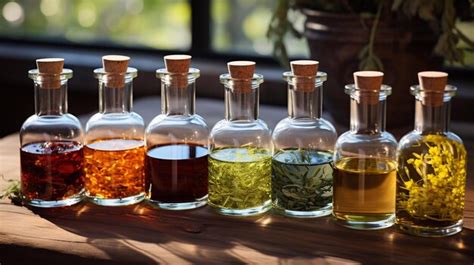 Aceites aromáticos en botellas de cristal
