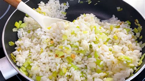 Cocción del arroz con puerro