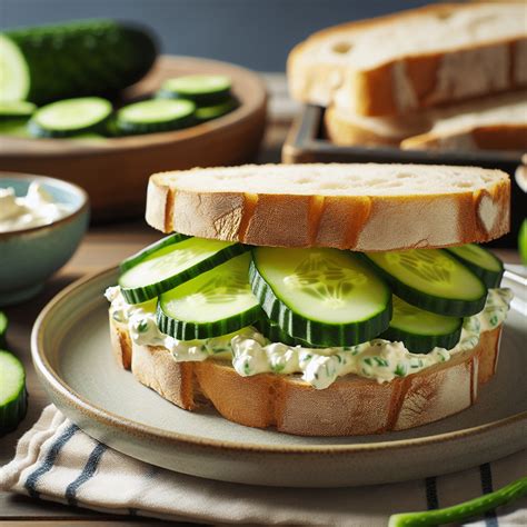 Sándwich de queso crema y pepino