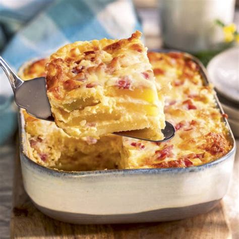 Patatas a la carbonara gratinadas en moldecitos individuales