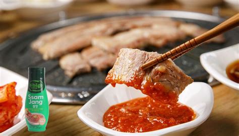 Plato de ssam con salsa ssamjang