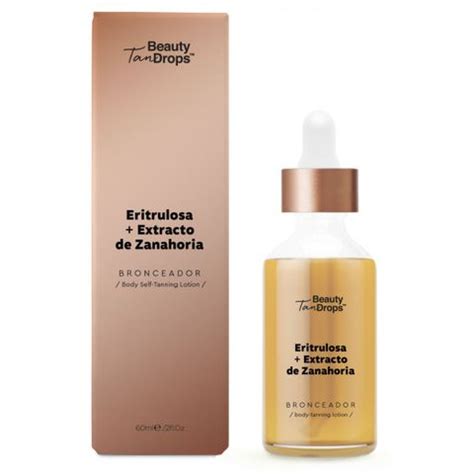 Envase de producto autobronceador con eritrulosa y zanahoria