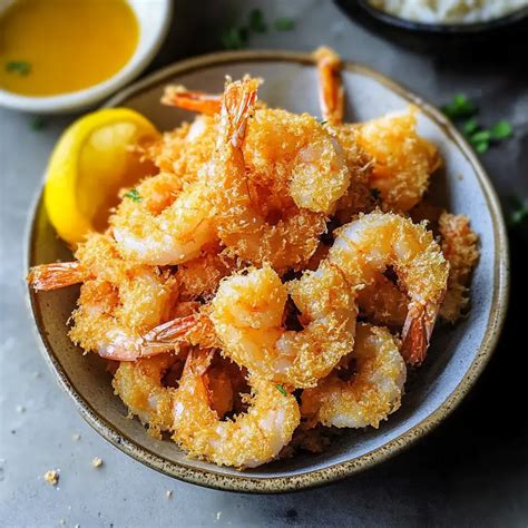 Camarones dorados y crujientes en un plato