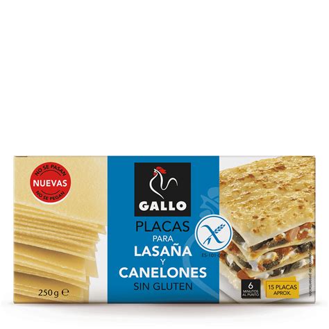 Placas de canelones sin gluten