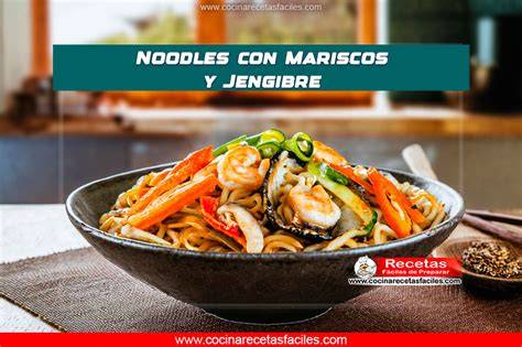 Noodles con mariscos y verduras