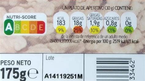 Nutriscore en productos alimenticios