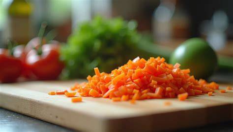Vegetales frescos cortados para el sofrito