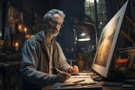 Horacio de Sosa Cordero trabajando en su estudio