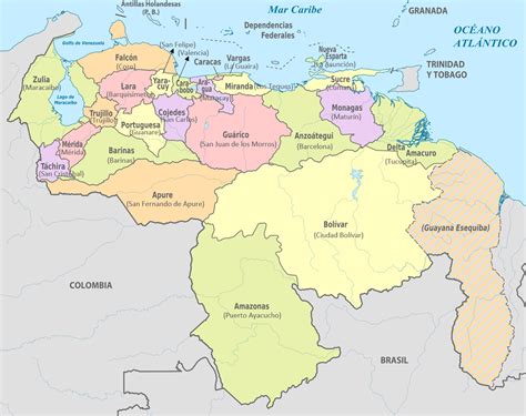 Mapa de Venezuela con las ubicaciones de las obras de la Madre Georgina