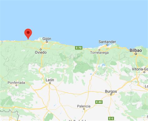 Mapa de Asturias destacando Cabo Vidio
