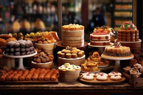 Variedad de pasteles y dulces portugueses en una panadería
