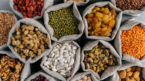 Variedad de legumbres y frutos secos de alta calidad