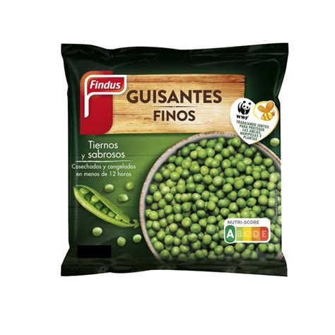 Guisantes congelados en un envase para microondas