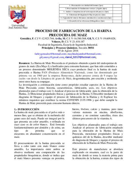 Proceso de fabricación de harina de maíz precocida