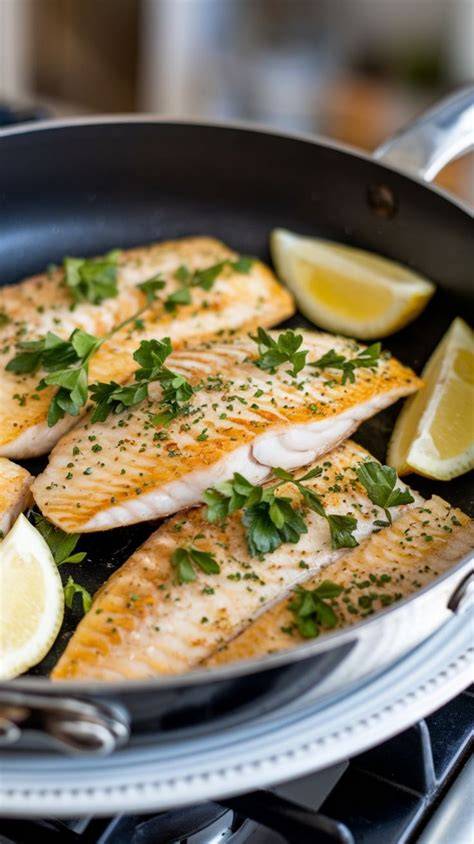 Filetes de pescado blanco cocinándose en una sartén