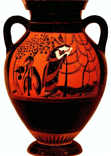 Cerámica griega antigua con figuras rojas