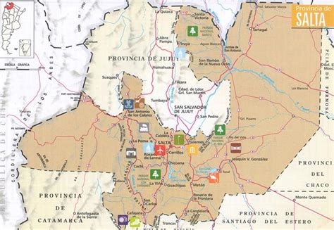 Mapa de Salta, Argentina, mostrando la ubicación de Palomitas