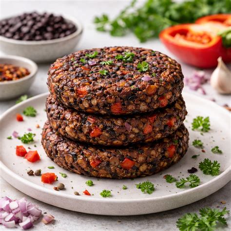 Hamburguesas de alubias negras servidas en un pan